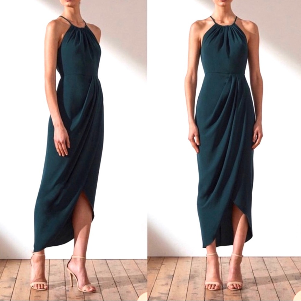 Shona Joy Core High Neck Ruched Dress - Emerald 6